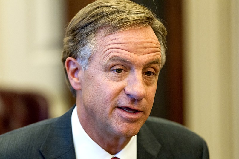 
              FILE - In this Feb. 4, 2015 file photo, Republican Gov. Bill Haslam speaks to reporters in an office suite at the state Capitol in Nashville, Tenn.  Haslam is pivoting to another tough fight over what he describes as the ruined brand of Common Core education standards.  (AP Photo/Erik Schelzig)
            