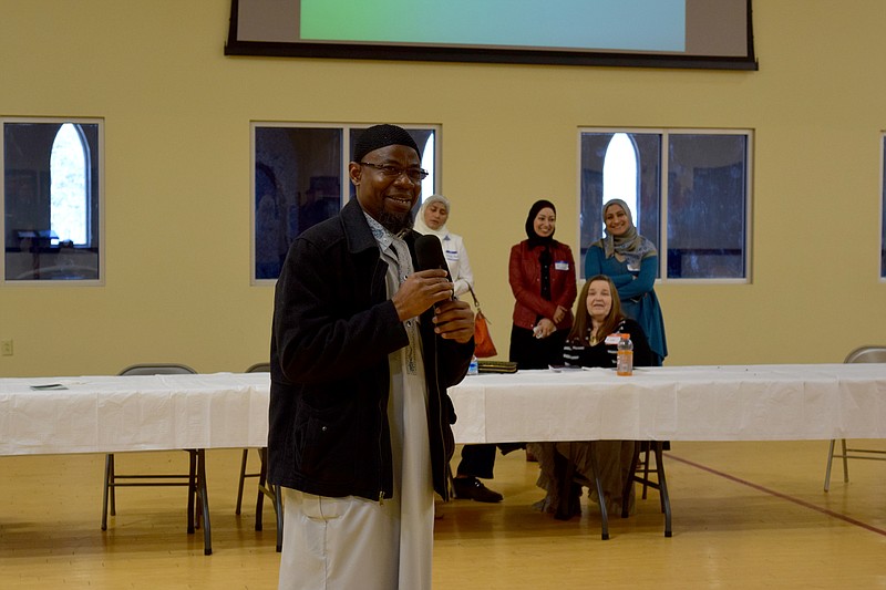 Abdul-Baasit, Imam of the Islamic Society of Greater Chattanooga, addresses community members and guests at the center's "Meet Your Muslim Neighbor" event on Saturday, Feb. 7, 2015.