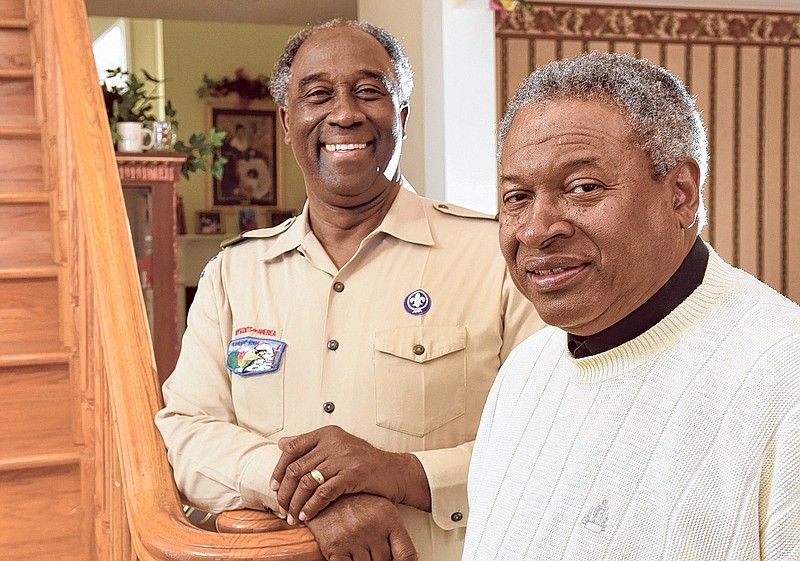 Scoutmaster Larry Bowie, left, and assistant scoutmaster Charlie Davidson.