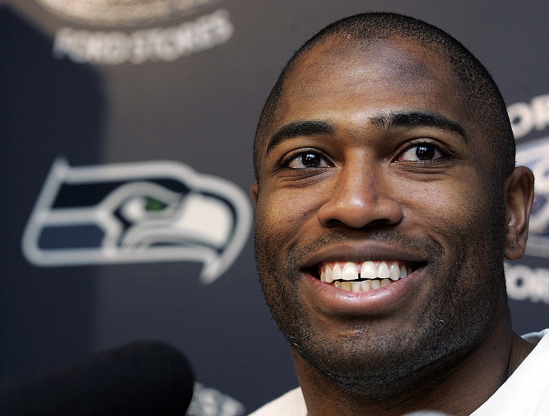 Seattle Seahawks football running back Shaun Alexander smiles as he talks to reporters Thursday, Jan. 5, 2006, in Kirkland, Wash., about being named The Associated Press Most Valuable Player.