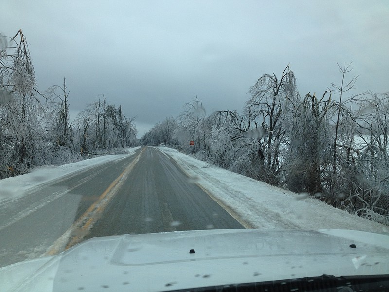 Trees break and bend from the weather in this TDOT photo.