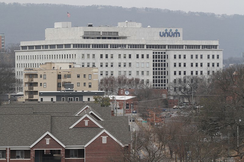 Unum is seen from the library's balcony on the University of Tennessee at Chattanooga campus in this 2014 file photo. 