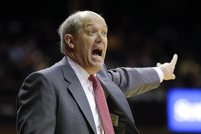 Vanderbilt head coach Kevin Stallings yells to his team in their game on Feb. 21, 2015, in Nashville.