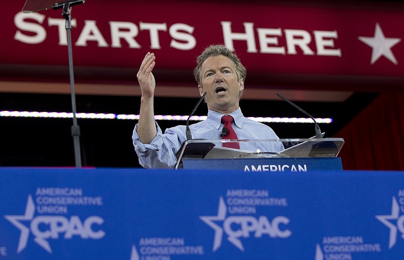 
              Sen. Rand Paul, R-Ky. speaks during the Conservative Political Action Conference (CPAC) in National Harbor, Md., Friday, Feb. 27, 2015. (AP Photo/Carolyn Kaster)
            