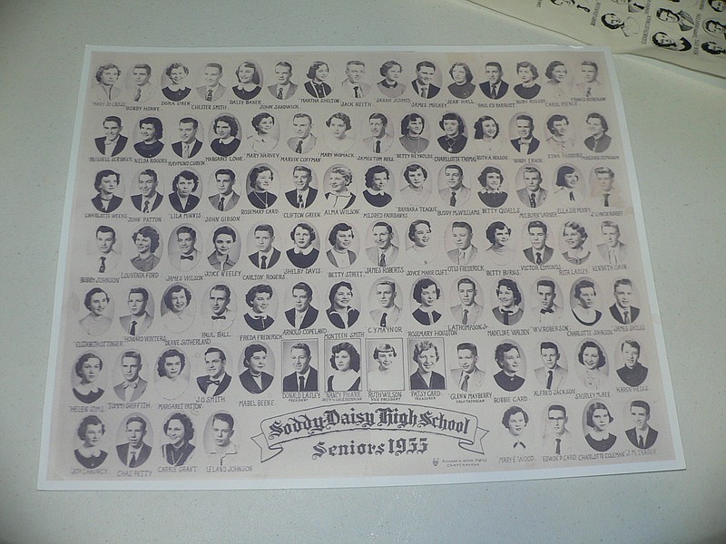 The 1955 graduating class of Soddy-Daisy High School had no yearbook, only a composite photo of all 93 of their classmates.