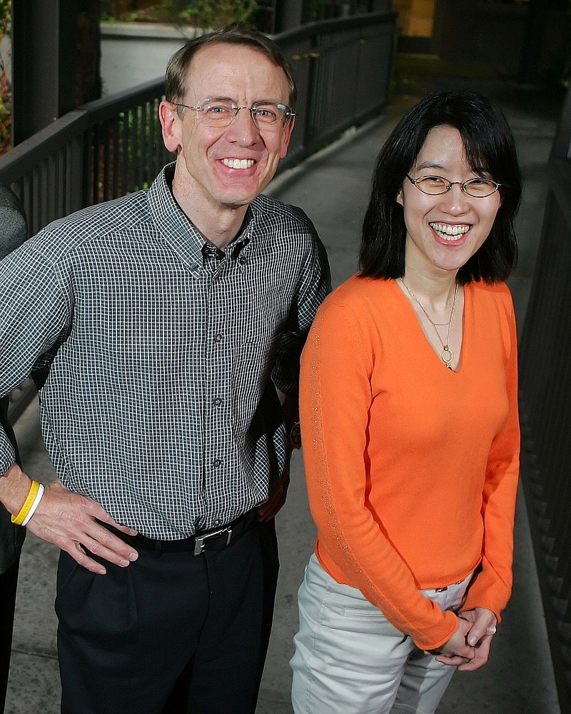 Kleiner Perkins Caulfield and Byers senior partner John Doerr poses for a portrait with partner Ellen Pao outside of their office in Menlo Park, Calif., in this 2006 file photo. Doerr is scheduled to testify on March 3, 2015, in San Francisco Superior Court in a lawsuit against venture capital firm Kleiner Perkins Caufield & Byers. 