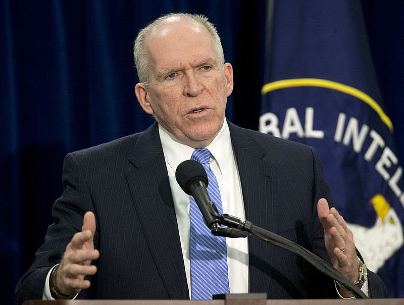 In this Dec. 11, 2014, file photo, CIA Director John Brennan speaks during a news conference at CIA headquarters in Langley, Va.