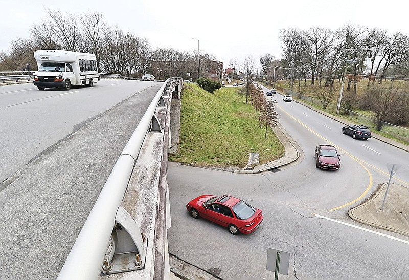  A proposed roundabout would replace the confusing interchange between 3rd and 4th Streets and Riverfront Parkway on the edge of UTC's campus in downtown Chattanooga. 