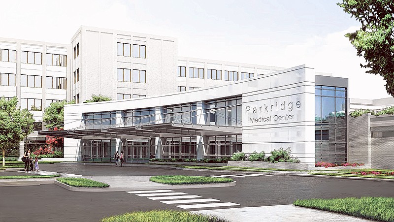 An artist's rendering of the "future face" for Parkridge Medical Center on McCallie Avenue.