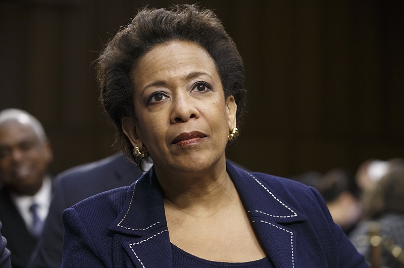 In this Jan. 28, 2015, file photo, Attorney General nominee Loretta Lynch testifies on Capitol Hill in Washington before the Senate Judiciary Committee's confirmation hearing.  The White House blasted Senate Majority Leader Mitch McConnell on Monday for holding up confirmation of Lynch, President Barack Obama's pick for attorney general, arguing the "unconscionable delay" was a stain on the Kentucky Republican's leadership.
