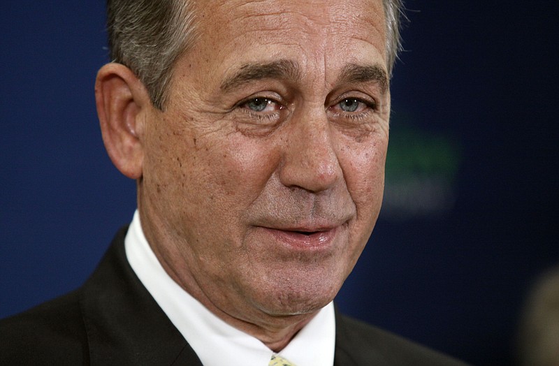 
              House Speaker John Boehner of Ohio speaks during a news conference on Capitol Hill in Washington, Tuesday, March 24, 2015, with members of the House GOP leadership. (AP Photo/Lauren Victoria Burke)
            