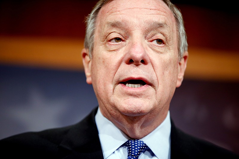 Senate Minority Whip Richard Durbin of Ill., speaks during a news conference on Capitol Hill in Washington, to discuss the budget in this March 25, 2015, photo.