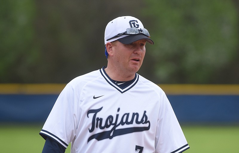 Gordon Lee coach Mike Dunfee watches a game against Dade County in Chickamauga. 