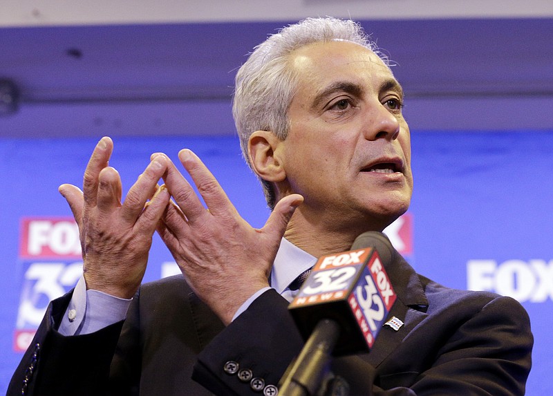 
              FILE - In this March 26, 2015, file photo, Chicago Mayor Rahm Emanuel responds to a reporter's question after the second of three televised debates against Cook County Commissioner and Chicago mayoral candidate Jesus Garcia, ahead of next month's runoff election in Chicago. A few short years ago, violence on Chicago streets thrust a recently elected mayor into the national spotlight as shootouts in some of the city’s most troubled neighborhoods fueled nearly constant bloodshed. Emanuel spent nearly $200 million over two years to flood those streets with police working overtime. Since then, the city’s overall violence has declined, but the number of slayings in some minority neighborhoods actually jumped. (AP Photo/Nam Y. Huh, File)
            