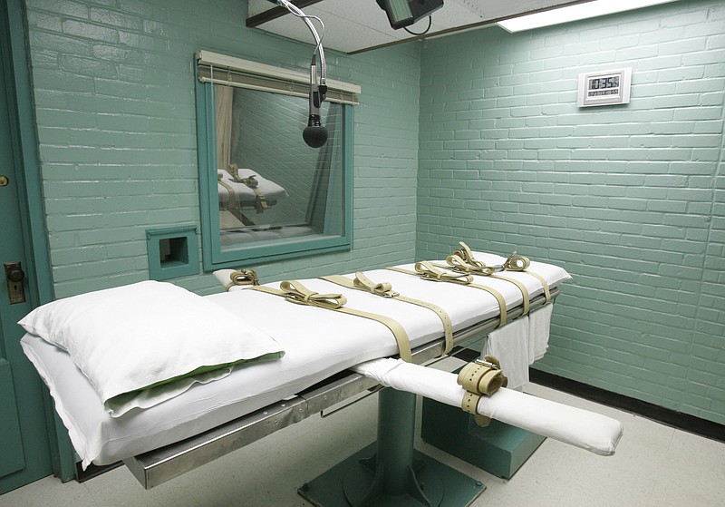 
              FILE - This May 27, 2008 file photo shows the State of Texas execution chamber in Huntsville, Texas. A leading association for pharmacists on Monday has approved a proposal declaring that participation in lethal injection executions by compounding pharmacies would be a violation of core pharmacy values. (AP Photo/Pat Sullivan, File)
            