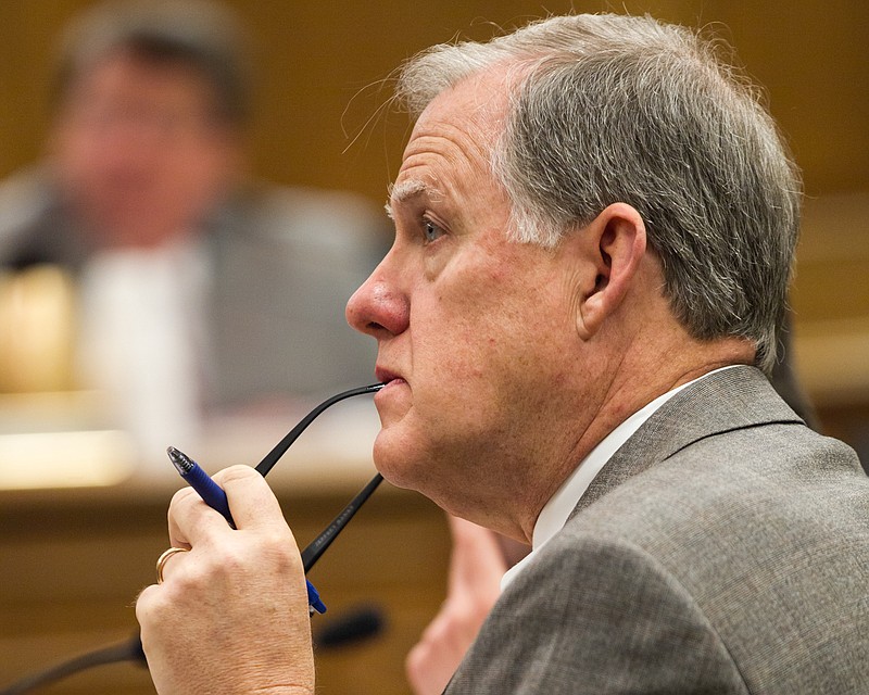 
State Revenue Commissioner Richard Roberts attends a Senate Finance Committee hearing in Nashville on Tuesday, March 31, 2015. Roberts said in a legal filing in an open records case that state law gives him the power to deny the release of documents if he deems it "in the best interests of the state."