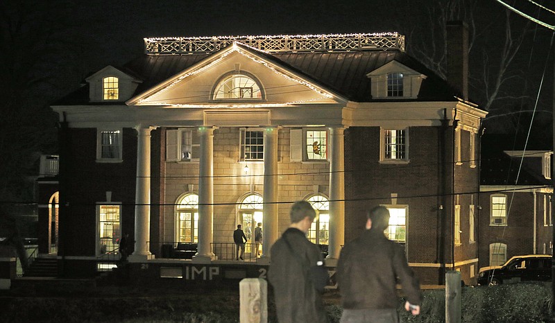 Students participating in rush pass by the Phi Kappa Psi house at the University of Virginia in Charlottesville, Va., in this Jan. 15, 2015 file photo. 
