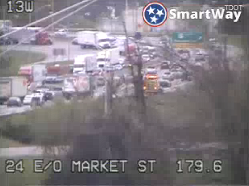 Accidents slowed traffic on I-24 to a crawl on Friday.