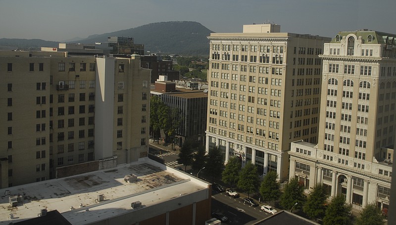The Chattanooga Bank Building, James Building and Maclellan Building, from left, are seen in downtown Chattanooga in this 2013 file photo.