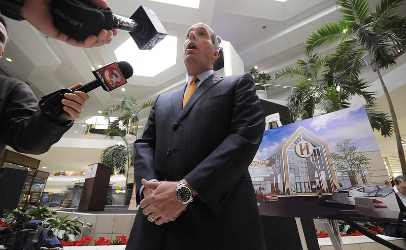 At Center Court, Michael Lebovitz answers follow-up questions Tuesday morning following his announcement a multimillion-dollar renovation of Hamilton Place mall.
