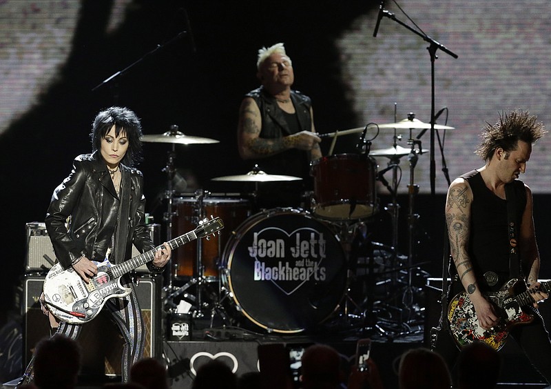 Joan Jett & the Blackhearts perform at the Rock and Roll Hall of Fame Induction Ceremony Saturday, April 18, 2015, in Cleveland, Ohio.
