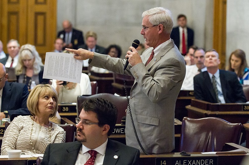 Rep. David Alexander, R-Winchester, makes a proposal during a House floor session in Nashville  on April 16, 2015. 