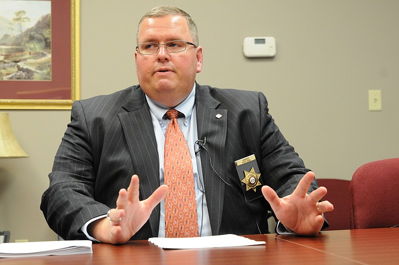 Catoosa County (Ga) Sheriff Gary Sisk makes a statement at the Sheriff's Department in this 2014 file photo.