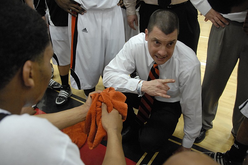 David Phillips, head coach South Pittsburg, talks to his team  in this 2010 file photo.