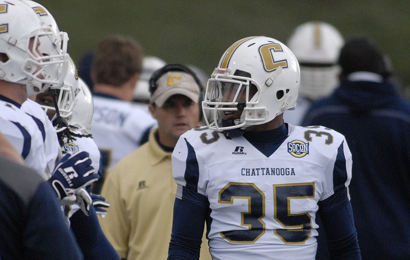 UTC safety Cedric Nettles (35) looks for instruction as the Moc defense takes the field in a game against Western Carolina at Cullowhee, North Carolina in this file photo. 