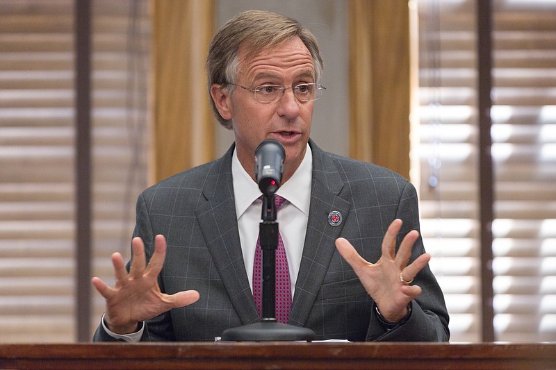 Republican Gov. Bill Haslam speaks at the state Capitol in Nashville on April 23, 2015.