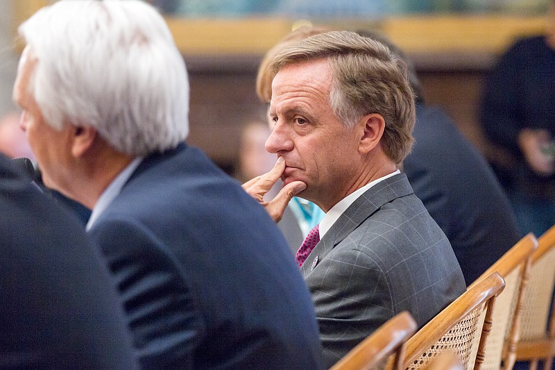 Republican Gov. Bill Haslam attends a news conference at the state Capitol in Nashville, Tenn., on Thursday, April 23, 2015, about the conclusion of the legislative session.