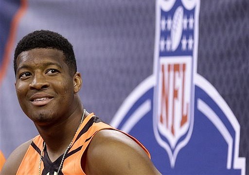 Jameis Winston attends the NFL football scouting combine in Indianapolis in this Feb. 21, 2015, file photo.