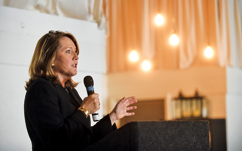 Tennessee First lady Crissy Haslam speaks at the Junior League meeting Monday at Loose Cannon.