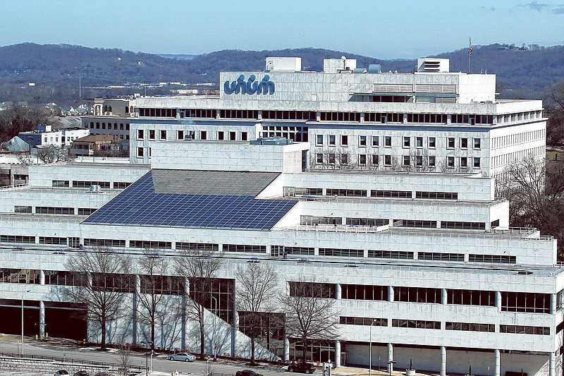 The Unum buildings are seen in Chattanooga.