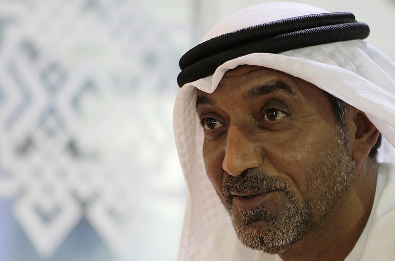 
              Sheikh Ahmed bin Saeed Al Maktoum, the president of the Department of Civil Aviation and Chairman and CEO of Emirates airline, talks during an interview with The Associated Press at the Arabian Travel Market exhibition in Dubai, United Arab Emirates, Tuesday, May 5, 2015. Maktoum, the top boss of the Middle East's biggest airline, Emirates, said he is pressing ahead with a global expansion that includes pursuing additional U.S. routes despite opposition from rivals that accuse the carrier of receiving unfair subsidies. (AP Photo/Kamran Jebreili)
            