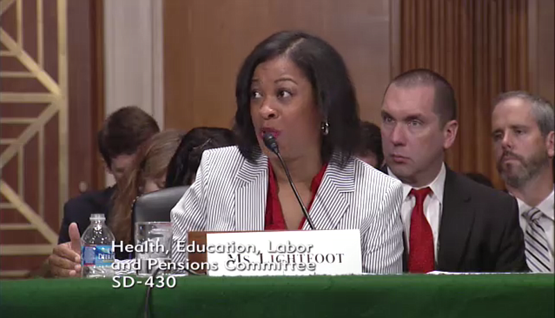 Stacy Lightfoot , Vice President of College & Career Success Initiatives, Public Education Foundation, Public Education Foundation, TN, speaks before a congressional panel. 