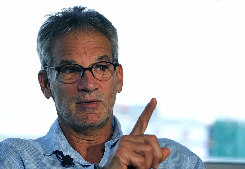 Colorado-based author Jon Krakauer gestures during an interview in Denver in this Sept. 17, 2014 file photo.