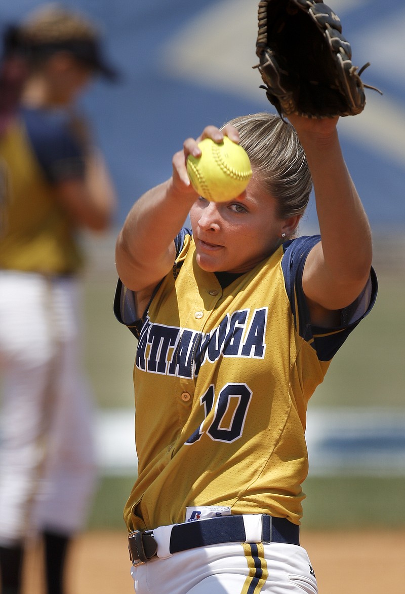 UTC pitcher Taylor Deason pitches during the Mocs' SoCon softball tournament championship game Saturday, May 9, 2015, at Frost Stadium in Chattanooga.