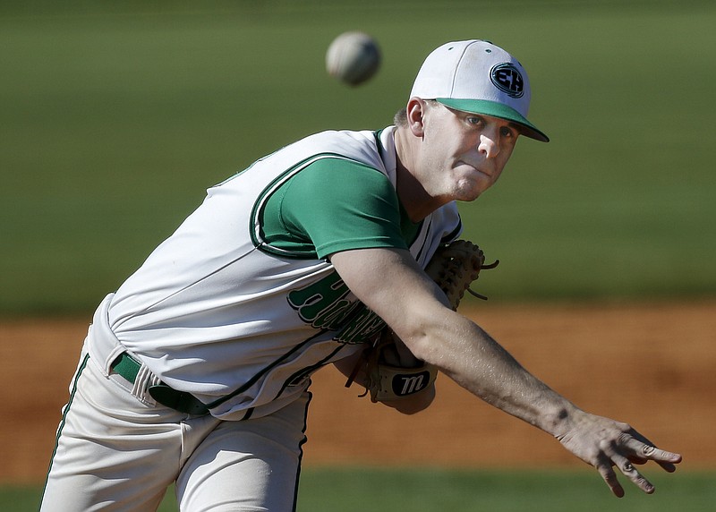 East Hamilton's Nick Fahler pitches during their prep baseball game against Soddy-Daisy on Tuesday, April 21, 2015, at East Hamilton High School in Ooltewah.