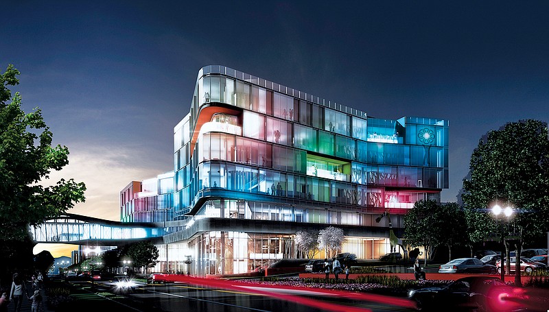 This rendering shows the current plan for the children's hospital.