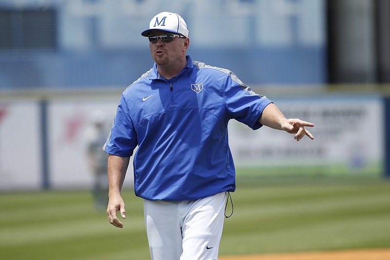 McCallie baseball coach Greg Payne directs players during the Tornadoes' 2014 Spring Fling Class AA championship baseball game against MUS in Murfreesboro, Tenn. 