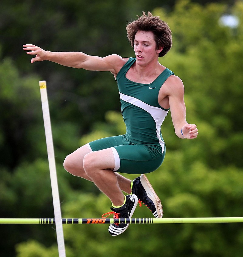 Despite suffering a pulled hamstring during Tuesday's competition, Rhea County's Chase Sholl claimed the state champiosnhip in the Class AAA decathlon.