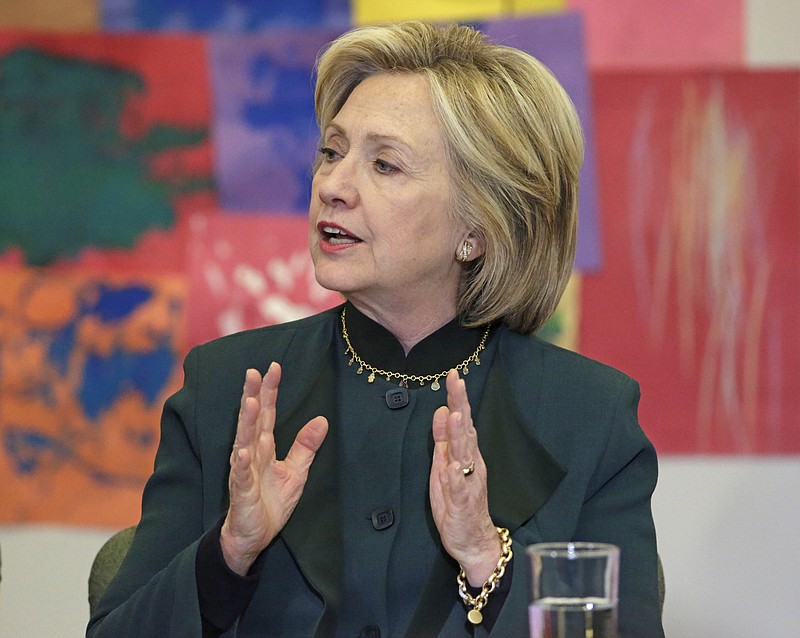 
              Democratic presidential candidate Hillary Rodham Clinton speaks to child care workers during a visit to the Center For New Horizons , Wednesday, May 20, 2015, in Chicago. (AP Photo/M. Spencer Green)
            