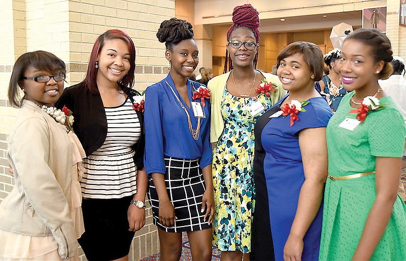 Girls Inc. members at the luncheon were, from left, Terri Wright, Aareon Reed, Jestiny Desmond, A'Keia Colley, Ebony Boston and Maya Thurkill, from left.