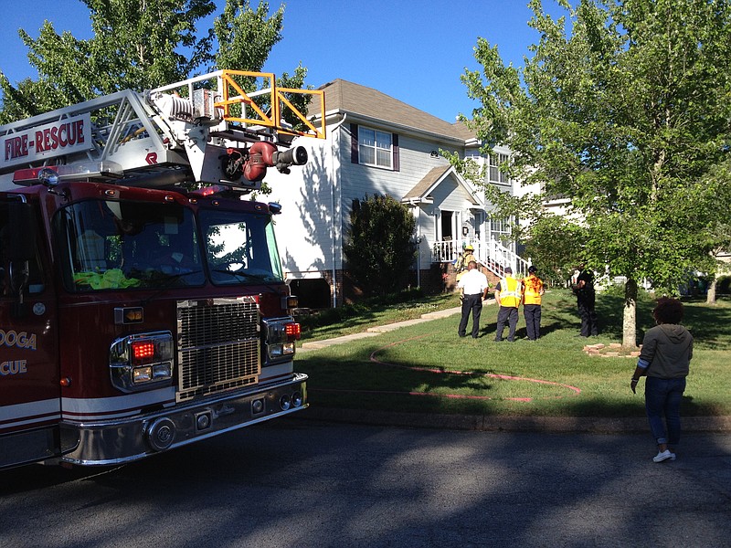 Chattanooga firefighter respond to a call at 8709 Oak View Drive. (courtesy of Captain Chuck Hartung)