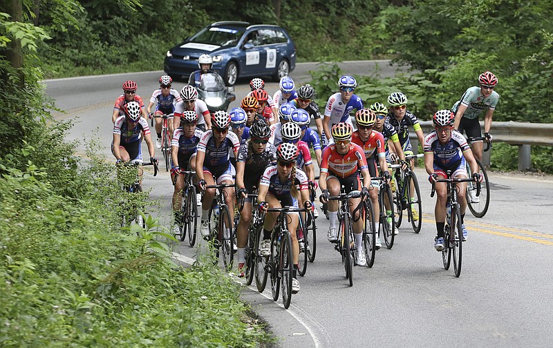 Professional women cyclists climb Lookout Mountain on May 25, 2015, during the 2015 Volkswagen USA Cycling Pro Road & Time Trial National Championships in Chattanooga.