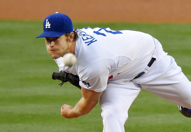 Los Angeles Dodgers starting pitcher Clayton Kershaw throws to an Atlanta Braves batter during the second inning of a baseball game, Tuesday, May 26, 2015, in Los Angeles.