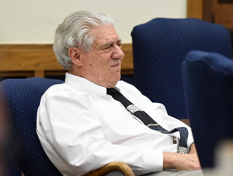 
              FILE - In this Wednesday, May 27, 2015 file photo, Wayne Burgarello listens as a witness takes the stand at the Washoe County District Court, in Reno, Nev. A Nevada prosecutor on Friday, May 29, urged jurors to convict Burgarello of first-degree murder, saying he was seeking out a deadly confrontation when he shot two unarmed trespassers in a vacant duplex he owns. Burgarello maintains he was acting in self-defense when he killed Cody Devine and seriously wounded Janai Wilson last year. A jury in Reno is expected to begin deliberations Friday afternoon. (Andy Barron/The Reno Gazette-Journal via AP, Pool,File)
            