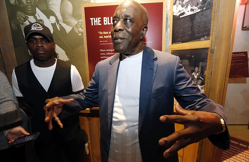 George "Buddy" Guy, a Chicago blues and electric blues guitarist speaks about his friendship with B.B. King after filling past the casket during a public viewing Friday, May 29, 2015, in the B.B. King Museum and Delta Interpretive Center in Indianola, Miss.