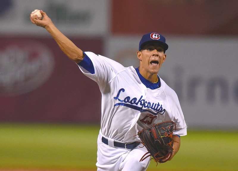 Chattanooga Lookouts' Jose Berrios pitches against the Biloxi Shuckers Thursday at AT&T Field.